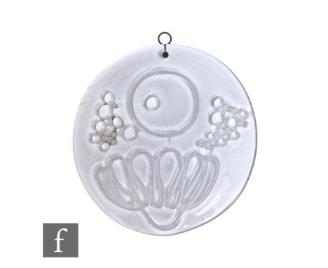Per Lütken for Holmegaard, a mid Century Danish Four Seasons 'Winter' suncatcher, of circular form, with impressed stylized f