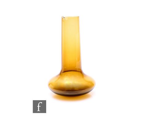 Timo Sarpaneva for Iittala, a mid 20th Century Finnish 2519 'i' series pitcher in olive/amber glass, of compressed spherical 