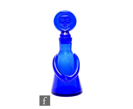 Erik Höglund for Boda, a mid Century Scandinavian glass People decanter, of conical form with applied arms and clasped hands,