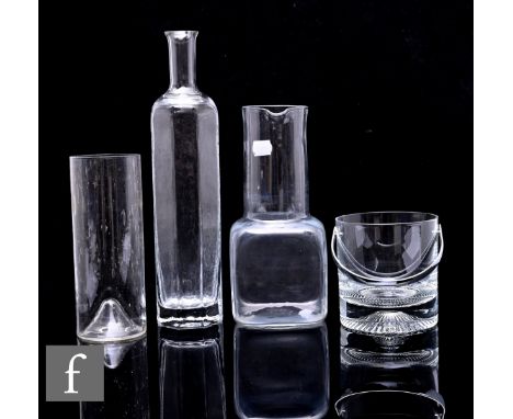 Göran Wärff, a collection of mid Century Scandinavian glass ware, to include, a textured glass bottle vase, of octagonal slee