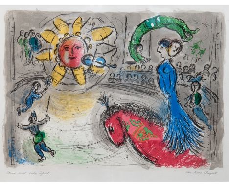 Chagall, Marc (1887 Liosno-1985 Saint Paul-de-Vence) "Sonne mit rotem Pferd", Farblithographie, in der Platte sign. und bez.,