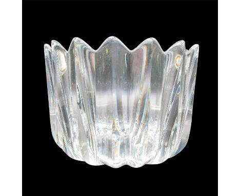 Clear crystal crown. Orrefors etched name on bottom. Dimensions: 5.25"H x 7.5"dia.Manufacturer: OrreforsCountry of Origin: Sw