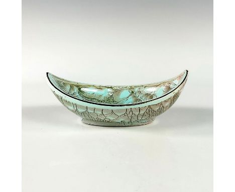 Turquoise toned with lustre finish and branch patterning. Gold toned rim around piece.Hand Painted Delft Holland on bottom. T
