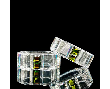 Part of the Crystal Decor collection and were called "Rainbow". Lead crystal napkin rings with olivine accents. Swarovski etc
