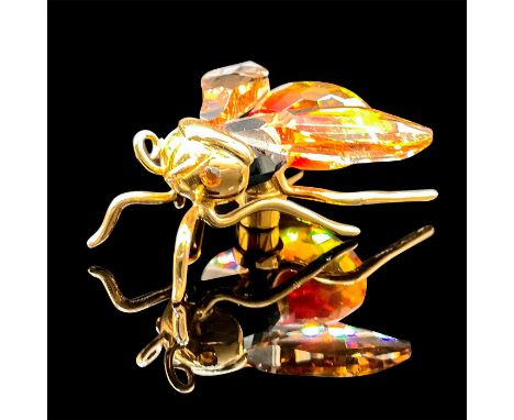 Lead crystal fire opal bee object with gold plated 925 sterling silver accents. 925 impressed on side. Swarovski impressed to