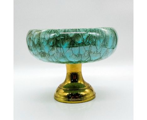 Turquoise with lustre finish and branch patterning. Gold toned footed base.Holland backstamp on bottom. This item has no rese