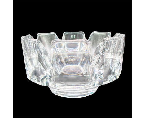 Beautiful cut glasswork. Signed on bottom. Dimensions: 4"H x 7"dia.Manufacturer: OrreforsCountry of Origin: SwedenCondition: 