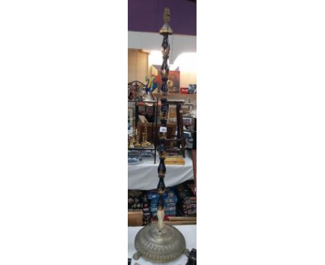 A vintage black and gold glazed standard lamp.&nbsp;Collect Only.
