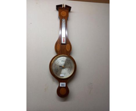 A Comitti of London inlaid aneroid barometer. 