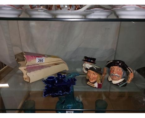 3 Royal Doulton character jugs, a woods art deco wall pocket and a pipe ashtray etc.