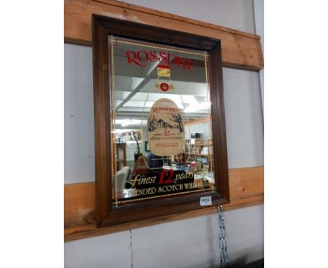 A large Rossdhu Scotch whiskey advertising mirror. 39.5cm x 52.5cm.