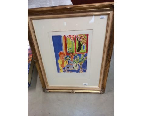A Henri Matisse (1869-1954) Lithographic print Editions De La Revue Verve entitled 'deux fillettes dans un interieur bleu arb