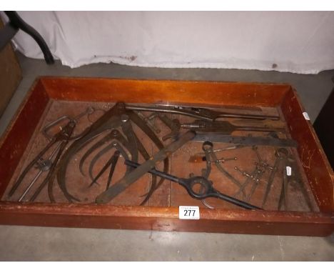  tray of vintage engineering tools.