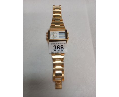 A large gold plated gents SofTech London digital analogue wrist watch