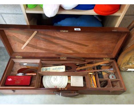 An engineers case with tools.