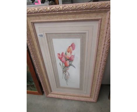 A framed and glazed print of tulips signed Rosalind Cuthwaite, (57 x 86 cm).