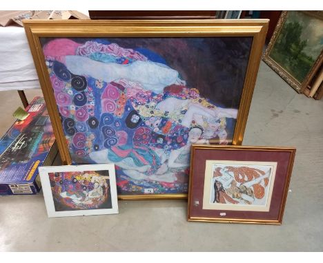 2 Gustav Klint 'The Virgin' prints &amp; Leon Bakst dancer print