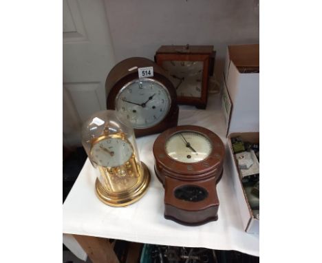 3 Vintage clocks included a Bakelite smiths 8 day clock with key and ELO anniversary clock. Collect Only.