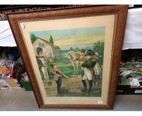 A large framed vintage print ' No retreat Napoleon &amp; the Drummer boy' (65cm x 80cm) COLLECT ONLY