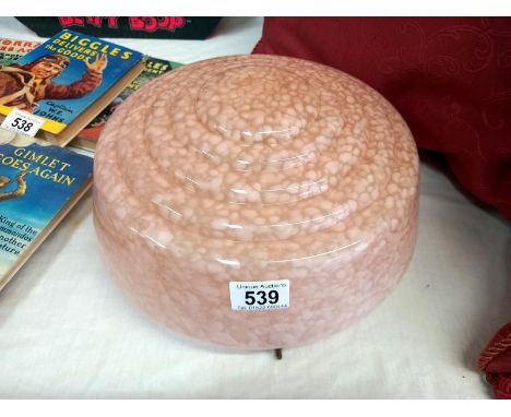 A 1930's mottled pink glass flycatcher lamp shade. (No Chain). 