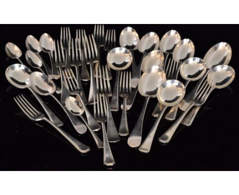 A quantity of assorted hallmarked silver flatware, to include two George III teaspoons, London 1825, William Seaman, the rest