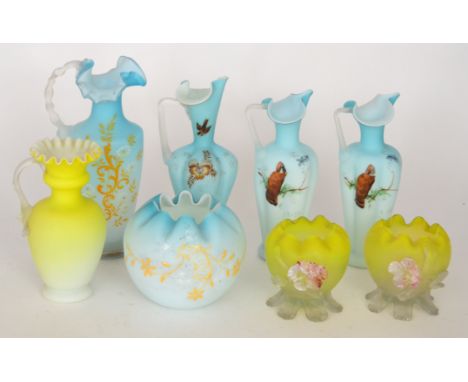 A small assorted collection of 19th Century Continental decorative glass ware to include posy bowls, flower jugs and ornate e