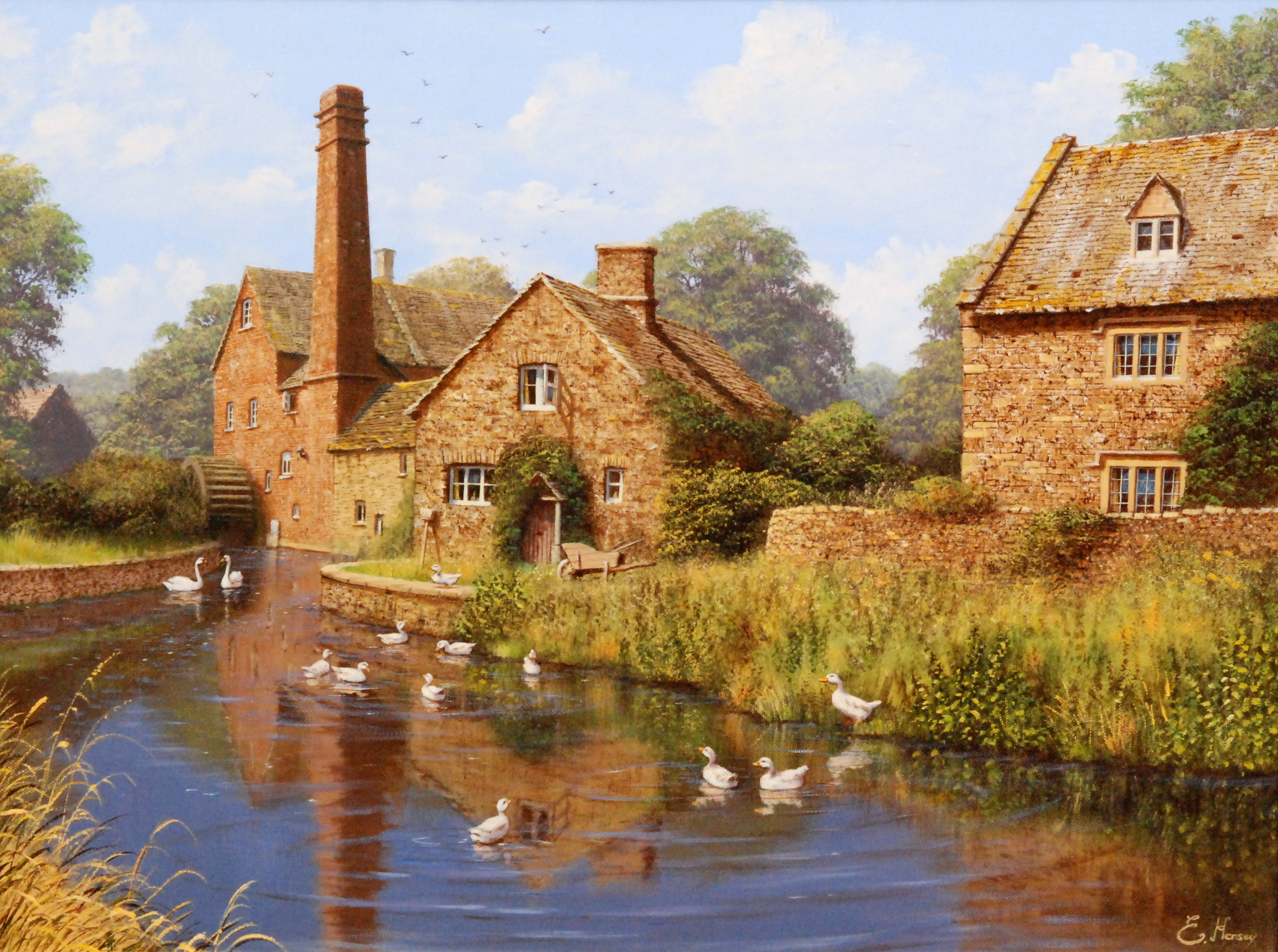 EDWARD HERSEY (CONTEMPORARY) - The Mill Pool, acrylic on canvas, signed ...