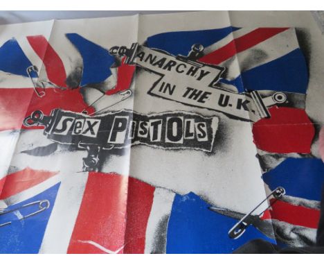 VINTAGE SEX PISTOLS ANARCHY IN THE UK POSTER, original 1970s EMI Records Promo Poster for THE SEX PISTOLS debut single ANARCH