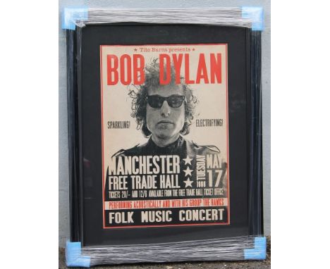 A LARGE MODERN FRAMED AND GLAZED BOB DYLAN CONCERT POSTER, image 81 x 57 cm, overall 103 x 88 cm