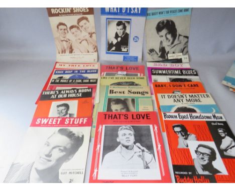 A COLLECTION OF MOSTLY VINTAGE MID TWENTIETH CENTURY SHEET MUSIC, to include Billy Fury, Buddy Holly, Cliff Richard, Guy Mitc