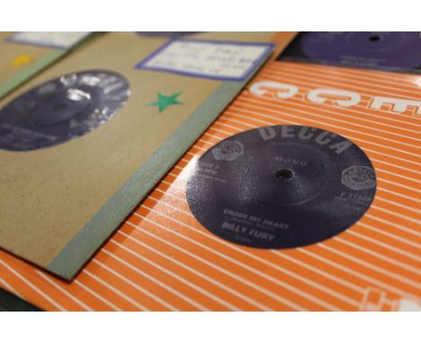 BILLY FURY - A COLLECTION OF 45RPM 7" SINGLE RECORDS, to include a promo copy 'Away From You' UA 968, 'Like I've Never Been G
