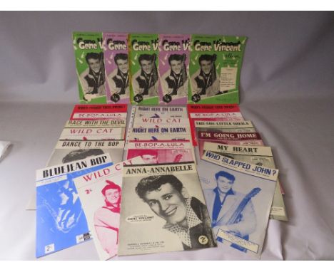 A COLLECTION OF VINTAGE GENE VINCENT SHEET MUSIC, to include Race With The Devil, Who Slapped John?, Anna-Annabelle and My He