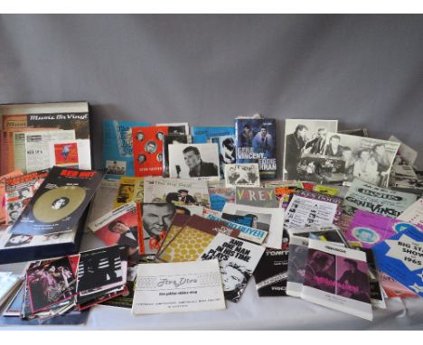 A COLLECTION OF VINTAGE GENE VINCENT EPHEMERA ETC., to include a small selection of books and a 1959 black and white photogra