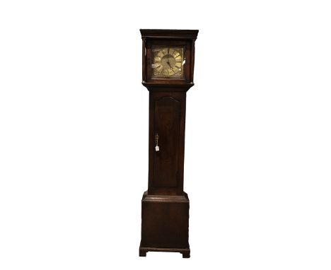 Nathaniel Voyce (1705 - 1770) of Mitcheldean, mid 18th Century oak longcase clock the square hood with glazed door flanked by