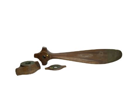 WW1 propellor. White Bedford 217 propeller hub &amp; single blade from an RE8 aircraft; dated between 1916-1918. This was the