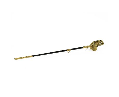 Elizabeth II RAF Officer's Dress sword, owned by Squadron Leader J.C. Butler. Gilt brass guard with RAF wings, leather scabba
