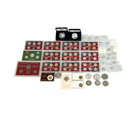 Collection of American coinage, much in silver, including a range of 1oz $1 coins (Morgan Dollars, Peace Dollars and American