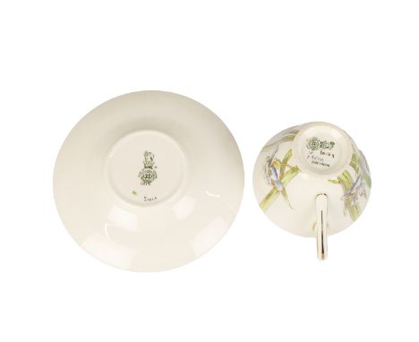Royal Doulton Iris pattern tea set comprising 6 each of plates, cups and saucers together with a sandwich plate, sugar bowl a