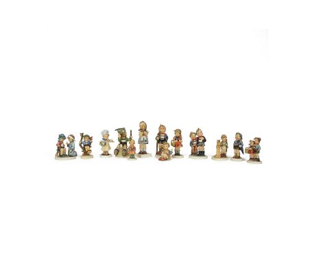 Hummel for Goebel figurines to include: 311 'Kiss Me', 123 'Max &amp; Maritz', 16/1 'Little Hiker', 20 'Prayer Before Battle'