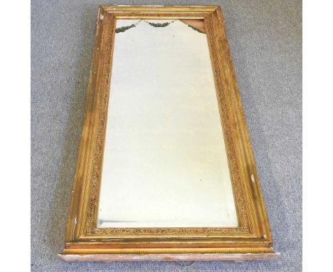 A 19th century gilt framed wall mirror, 72 x 180cmGlass broken