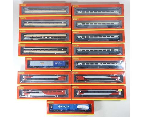 A collection of fifteen Hornby OO gauge model engine rolling stock, boxed