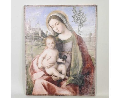Continental school, 20th century, Madonna and child, printed on composition panel, 90 x 70cm