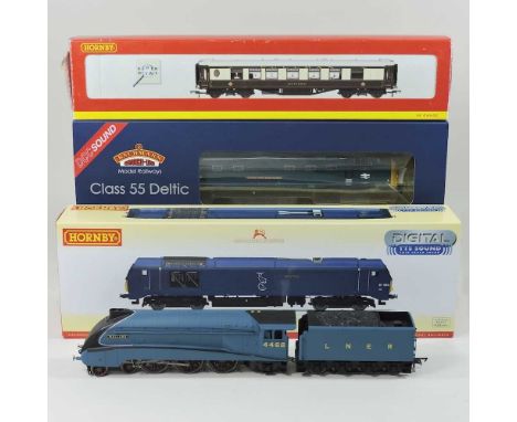A Hornby diesel/electric locomotive R3388TTS, Cairn Gorm, boxed, a Bachmanns engine, boxed and a carriage, boxed, together wi