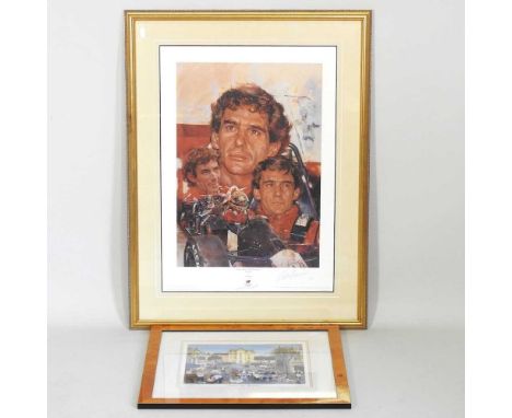M Moxton, contemporary, Market Day, signed in pencil 698/1950, limited edition print, together Craig Warwick, Ayrton Senna 10