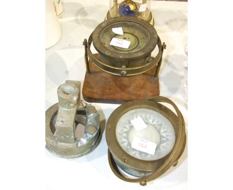 E Esdaile & Sons, Sydney, NSW,  a brass gimballed compass, 13.5cm diameter and another similar compass, 13cm diameter, (2).