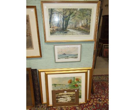 K Harris, Broken Water - The Walkham, signed watercolour, 39 x 62cm, M Spooner, Mewstone - Early Morning (Breakers at West Re