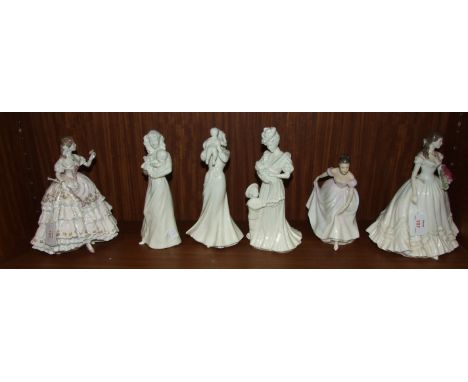 Five Royal Worcester figurines, First Teddy, First Smile, The Christening, The Fairest Rose, Figure of the Year 2000, and a R