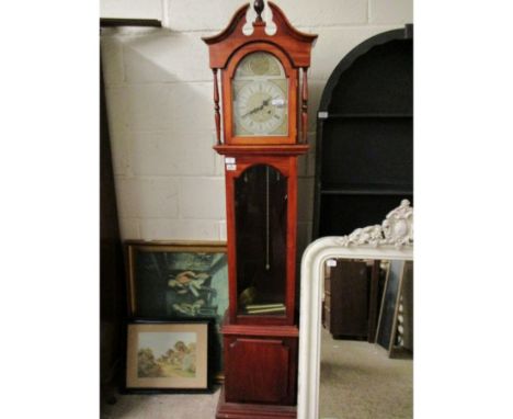 TEAK FRAMED C WOODS &amp; SON 31-DAY LONGCASE CLOCK 
