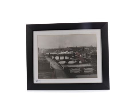 OSCAR MARZAROLI (1933-1988) PHOTOGRAPHIC PRINT, depicting Bridges over the river Clyde (1963), mounted, framed and under glas