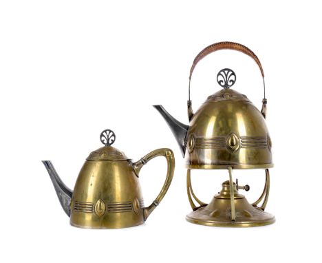 WMF BRASS SPIRIT KETTLE, along with a WMF brass teapot (2)